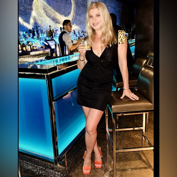 Just Cavalli Exotic Sleeve print black dress 💚🧡 - Picture 3 of 12